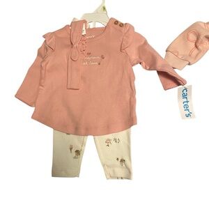 "Homegrown" Carter's Pink Baby Girl Outfit Set - 0-3 Months - NWT